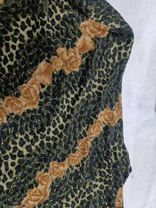 Animal Print Dress with Rose Detail
