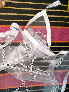 Embellished White Net Dupatta