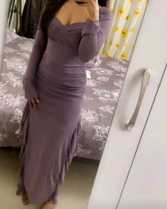Elegant Purple Sheer Mesh Dress