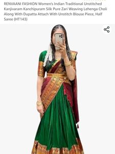 Green and Gold Saree with Red Border