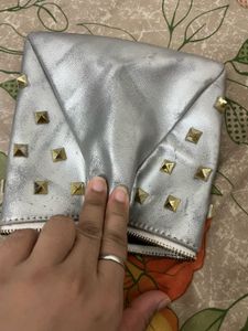 Silver Studded Clutch Bag