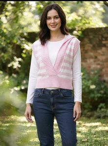 Aesthetic Korean Style Striped Sleeveless Hoodie