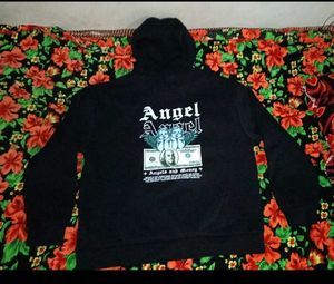 Shein Black Hoodie Angel Graphic