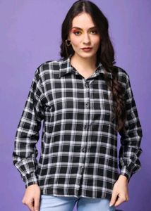 Women's Casual Black & White Check Shirt
