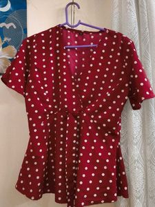 Chic Polka Dot Wrap Top