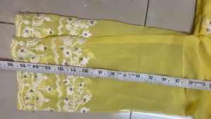 Pearls &amp; Embroided Yellow Kurta Set