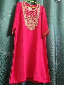 Embroidered Pink Kurta with Palazzo and Duppata