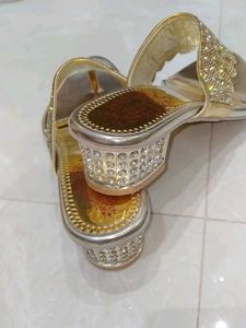 Embellished Gold Flat Sandals