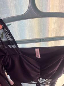 Sheer Black Mesh Long Sleeve Top bust 32-34