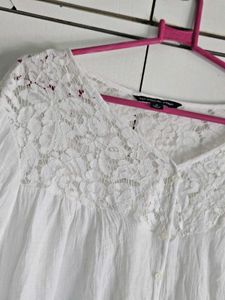 Boho White Lace Trim Top