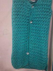 Teal Knitted Sleeveless Cardigan