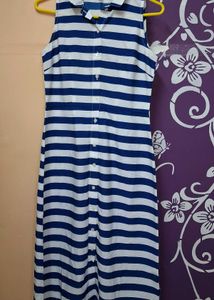 Blue & White Striped Sleeveless Shirt