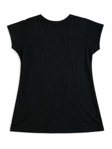 Black T-Shirt with Red Floral Print