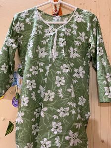 Green Floral Print Kurta
