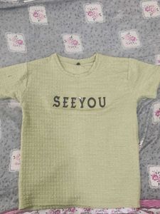 Textured Crew Neck "SEEYOU" Tee