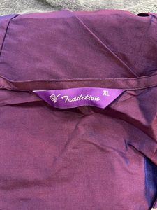 Purple Straight Kurta With Pant(ankle Length)
