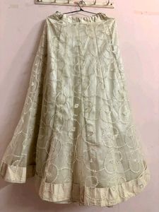 Elegant Cream &amp; Blue Lehenga Choli Set