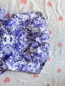 Strapless Floral Peplum Top