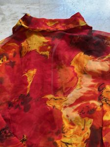Vibrant  Red Stylish Chiffon Top For Ladies