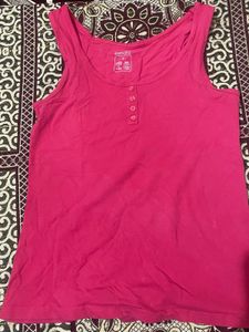 Pink Sleeveless Henley Top