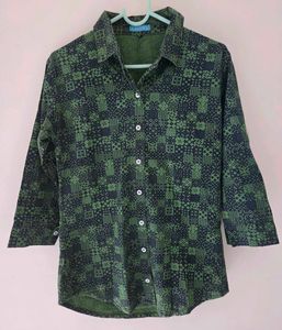 Unique Geometric Print Button-Up Shirt