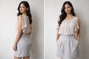 Duo Color Sheer Top & Skirt Dress