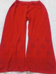 Red Palazzo Pants with copper Print