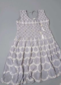 Elegant Lavender Grey Embroidered Sharara Set with