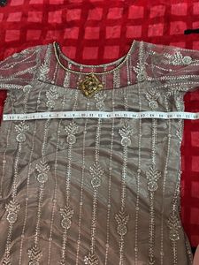 Grey Sequins Shirt With Dupatta