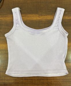Lavender Ribbed Cropped Tank Top