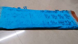 Beautiful Blue Saree with Floral Print