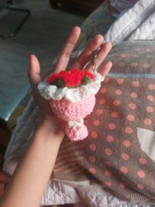 Handmade Crochet Rose Bouquet Keychain