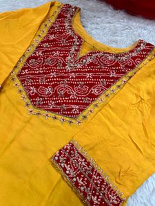 Designer Embroidered Red &amp; Yellow Blouse