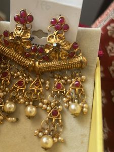 Stunning Pearl &amp; Ruby Drop Earrings