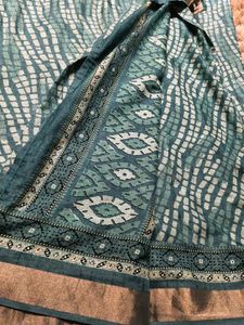 Elegant Teal Shibori Saree