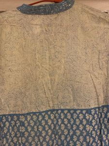 Blue &amp; White Printed Kurta Size - L