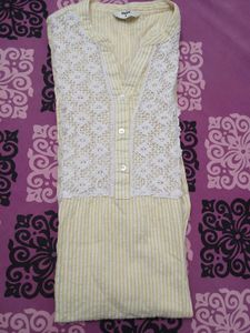 Max Yellow Striped Lace kurta