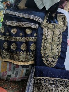 Navy Blue Embellished Sharara Suit