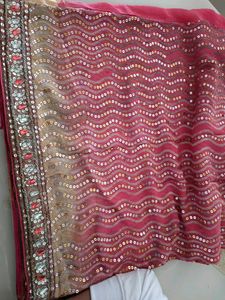 Rose Pink Saree Chiffon With Blouse