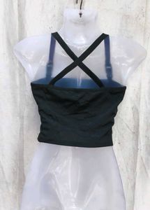 Black Crop Top with Green Dragon Design