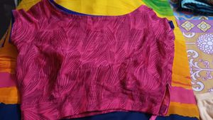Synthetic Saree With Blouse