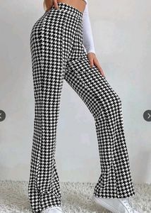 Houndstooth Print Flare Pants