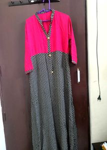 Stylish Pink and Black  full length gown