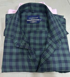 Men's Plaid Long Sleeve Green Button-Up Shirt