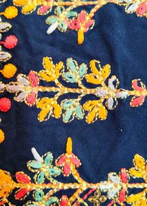 Elegant Navy Blue Kurta with Gold Print
