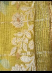 Vibrant Yellow Saree with Floral Print
