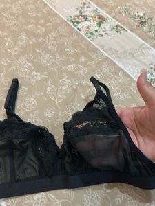 Sheer Black Lacy Bralette- 34 B