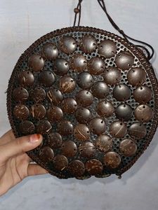 Coconut shell Round Rattan Crossbody Bag
