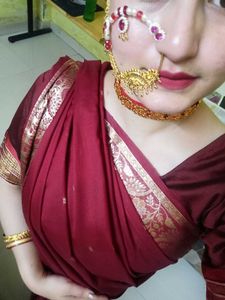 Elegant Gold Nath with Pearls &amp; Red Stones
