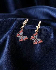 Women Enamel Butterfly Charm Gold Hoop Earring